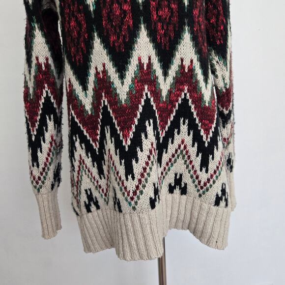Vintage Y2K Mossimo Tribal Cardigan Grandpa Open Longline Cozy Women Medium - Picture 8 of 13